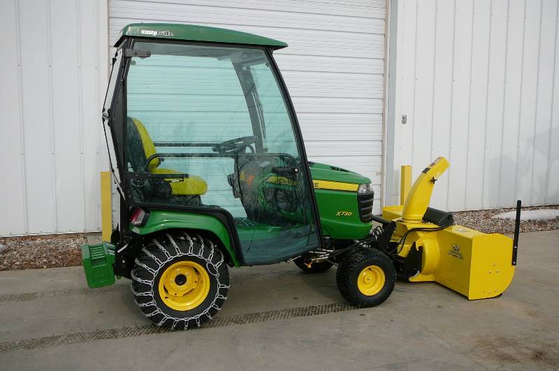 John Deere X730 Lawn Mower w/ Cab,Snow Blower, Thatcher, Bagger John