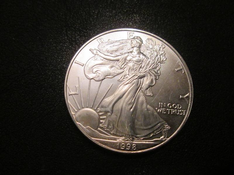 lot 2 image: 1998 Silver Dollar, 1 oz. Fine Silv...
