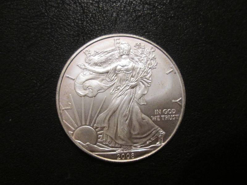 lot 4 image: 2008 Silver Dollar, 1 oz. Fine Silv...