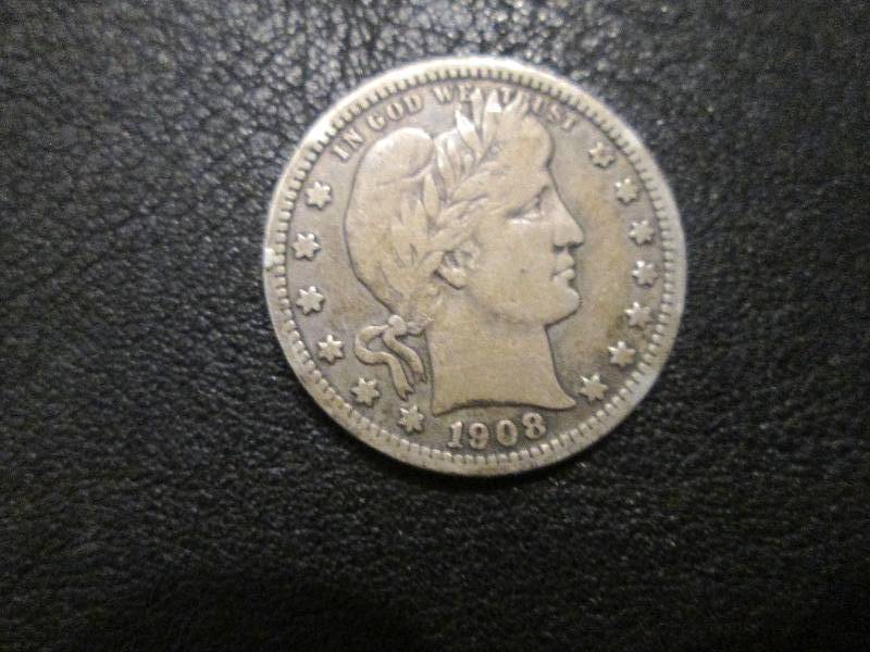 lot 17 image: 1908 D Quarter Dollar Fine...