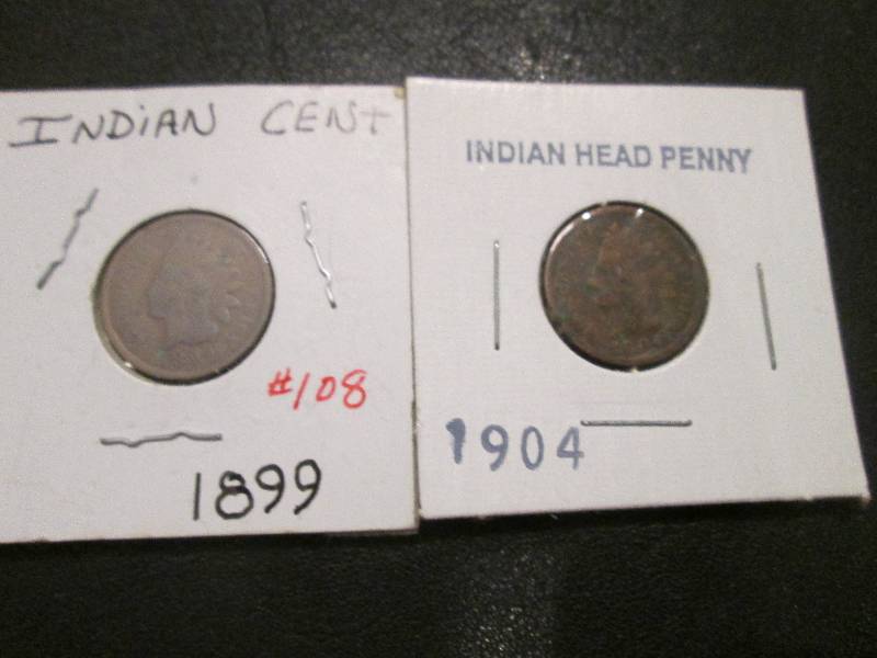lot 42 image: 1899 and 1904 Indian Head Pennies...