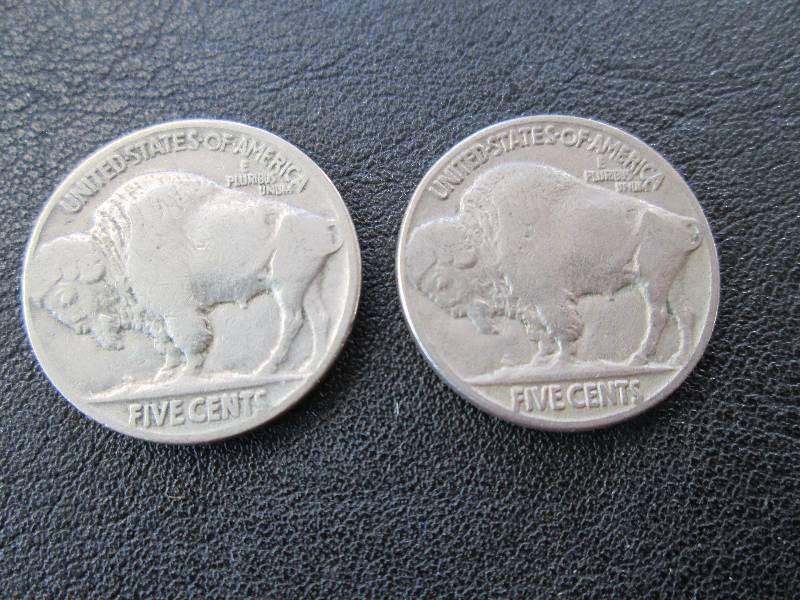 lot 94 image: 1935 and 1927 Buffalo Nickel...