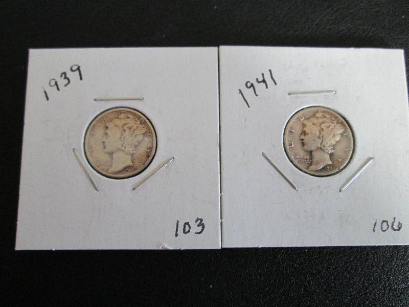 lot 107 image: 1939  1941 Mercury Dimes...