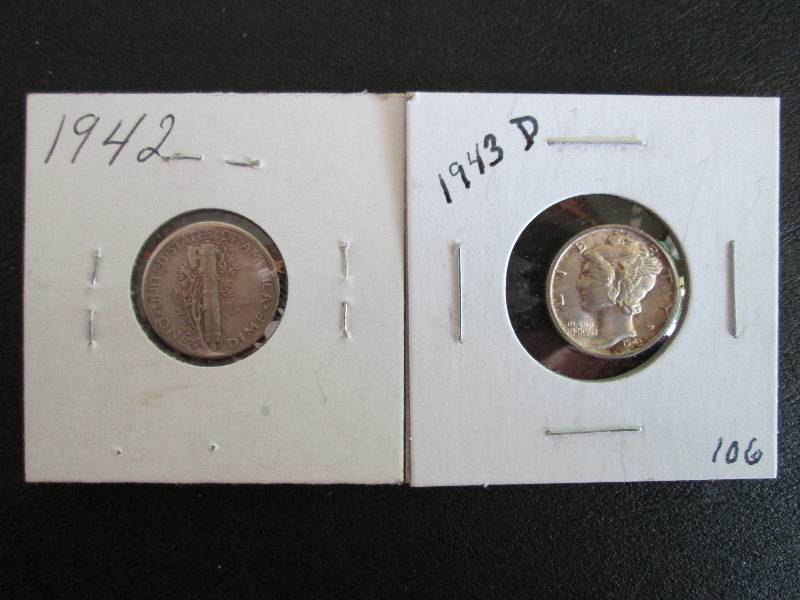 lot 108 image: 1942  1943 D Mercury Dimes...