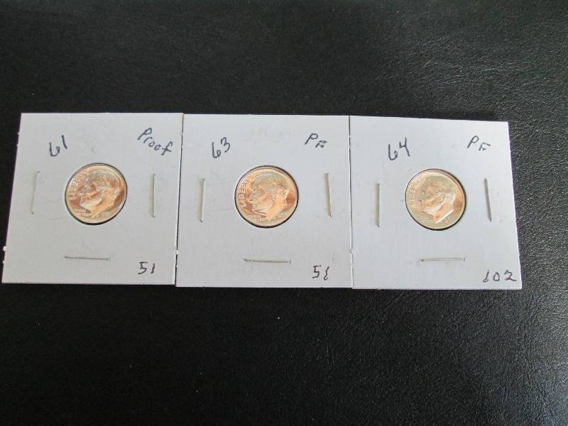 lot 109 image: 1961  1963  1964 Uncirculated Dimes...