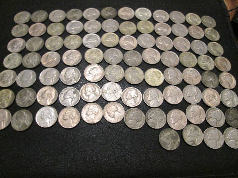 lot 128 image: 88 Jefferson nickels 1938 - 1960...