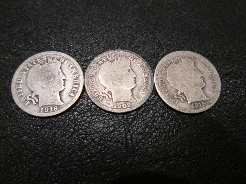 lot 152 image: 1902 1915 1916 Dimes...