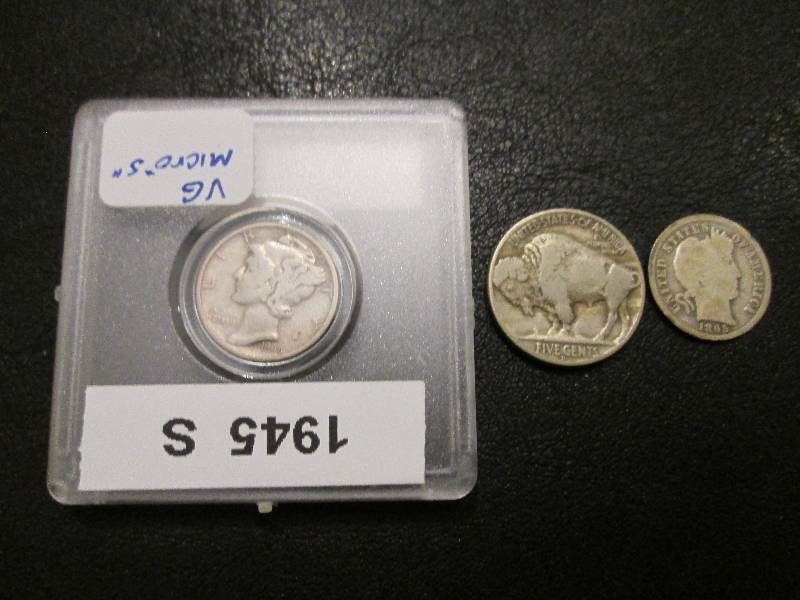 lot 155 image: 1895 S 1945 S Dime and 1938 D Nicke...