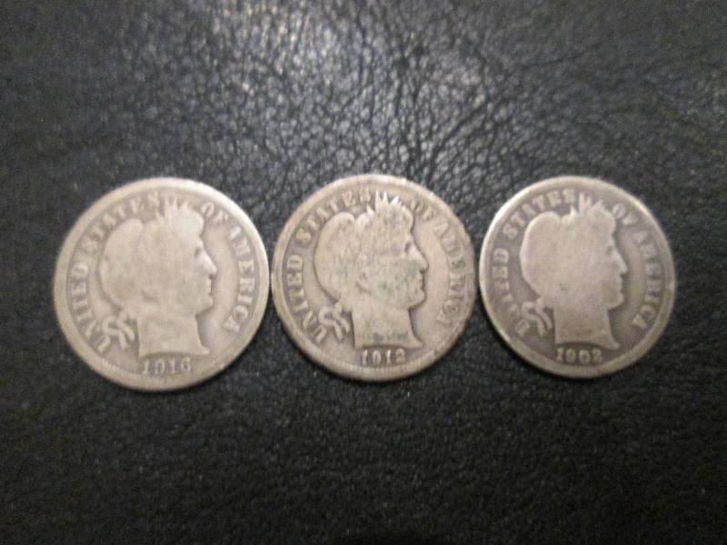 lot 156 image: 1902 1912 1916 Dimes...