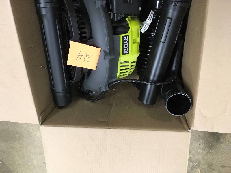 lot 24 image: Ryobi 185MPH 510 CFM 2 Cycle Gas Backpack Blower  open box not used