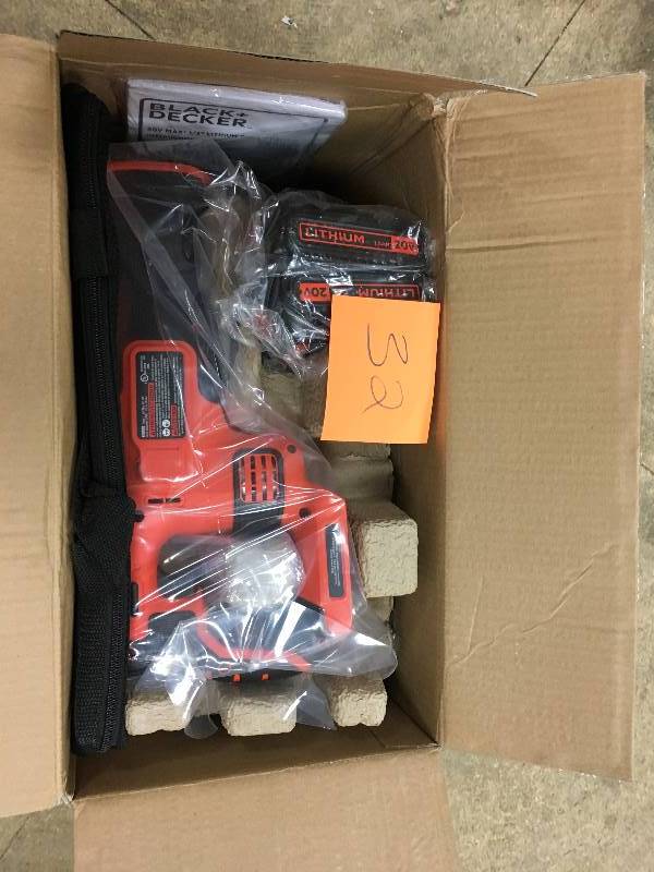 lot 32 image: Black & Decker 20 Volt MAX Lithium-Ion 4-Tool Combo Kit  open box not used