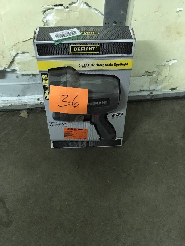 lot 36 image: Defiant 450-Lumen Rechargeable LED Spotlight, Gray new
