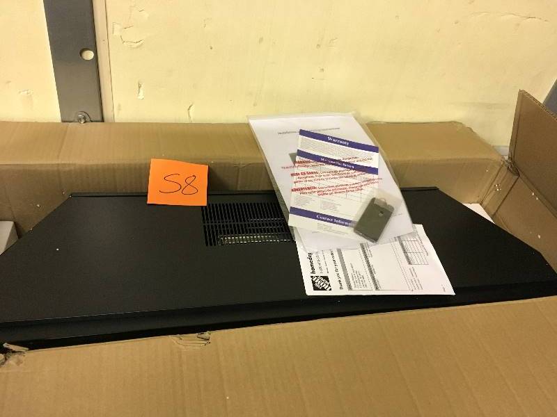 lot 58 image: AKDY 33 1500 Watt Freestanding Electric Fireplace Insert Heater with Tempered Glass and Remote Control, Black  open box not used