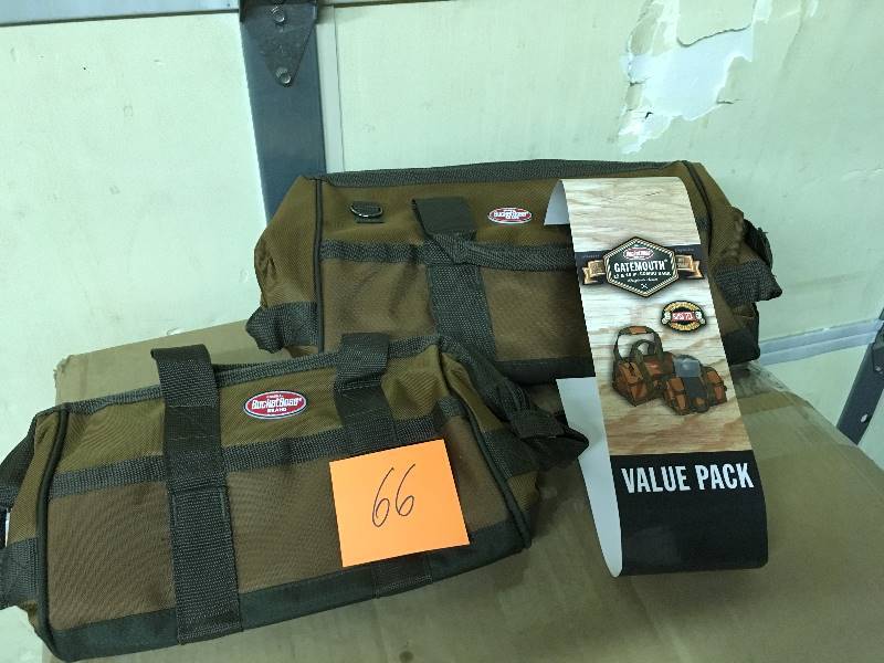 lot 66 image: Bucket Boss 60028 Gatemouth Combo Tool Bags Case not used