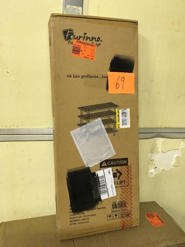 lot 69 image: Furinno Turn n Tube 2 Tier Corner Display Rack Shelving Unit new