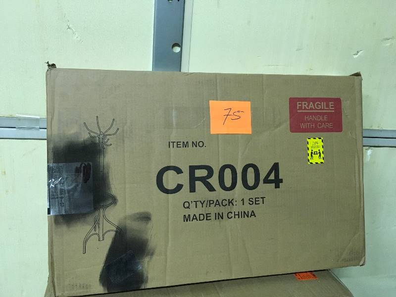 lot 75 image: Coat Rack Stand Tree Jacket Hanger Umbrella Hat Metal Holder  open box not used