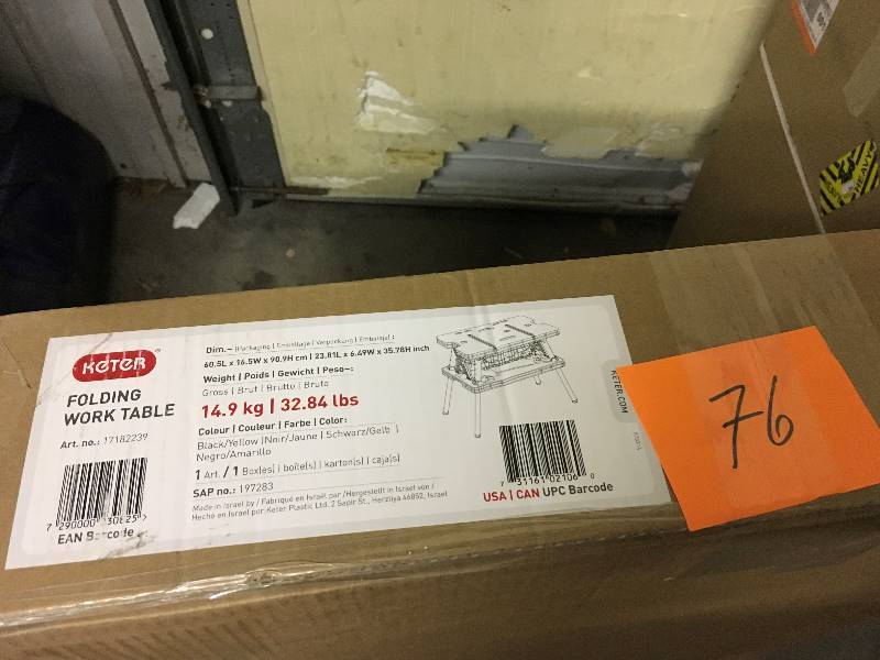 lot 76 image: Keter Folding Work Table  open box not used