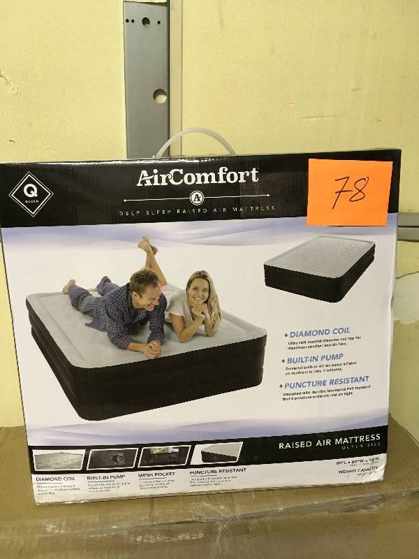 lot 78 image: Pure Global Brands Air Comfort Queen Size Raised Air Mattress with Internal Pump new