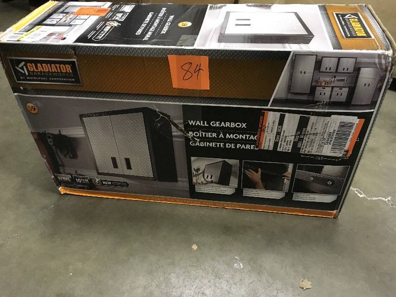 lot 84 image: Gladiator Garageworks Ready-To-Assemble Full-Door Wall GearBox  open box not used