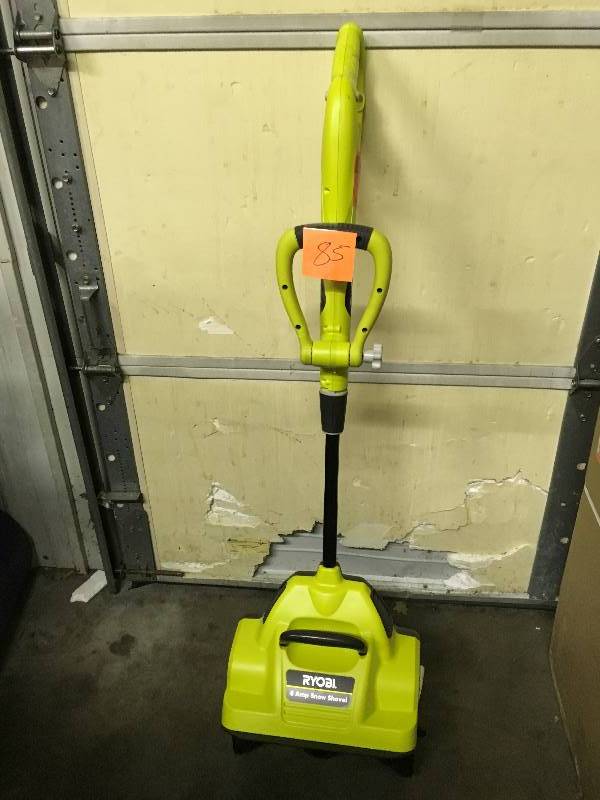 lot 85 image: Ryobi 12 in. 8-Amp Corded Electric Snow Blower Shovel  open box not used