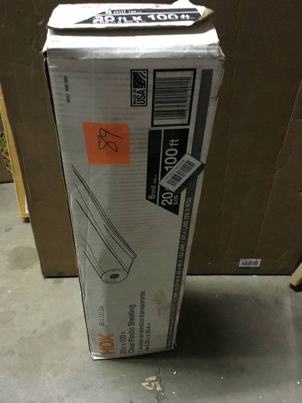 lot 89 image: HDX 20 ft. x 100 ft. Clear 6 mil Plastic Sheeting new