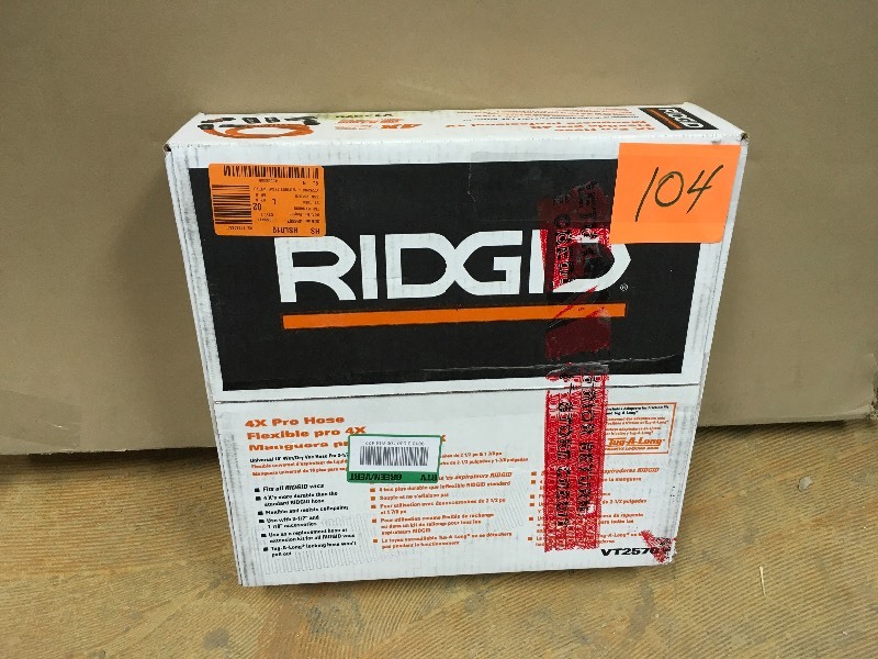 lot 104 image: Ridgid 4X Pro Hose Flexible Hose open box not used