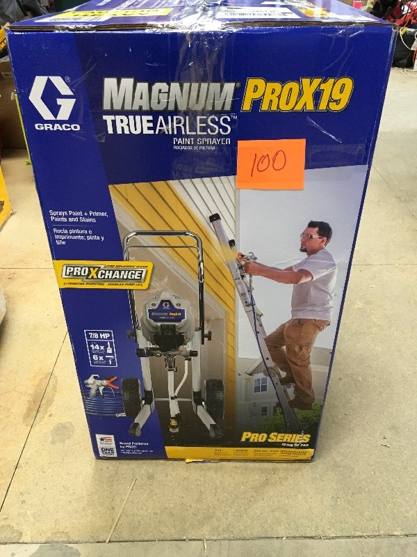 lot 100 image: Magnun ProX19 TrueAirless Paint Sprayer  open box not used