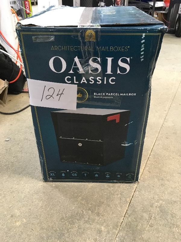 lot 123 image: Architectural Mailboxed Oasis Classic Black Parcel Mailbox