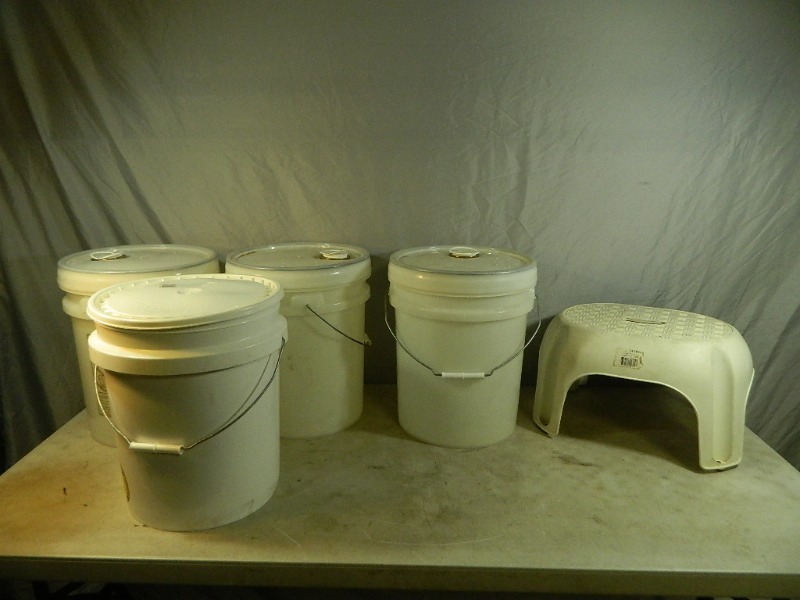 lot 45 image: Stool and Buckets with Lids