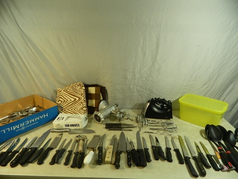 lot 110 image: Knives, Linens, More