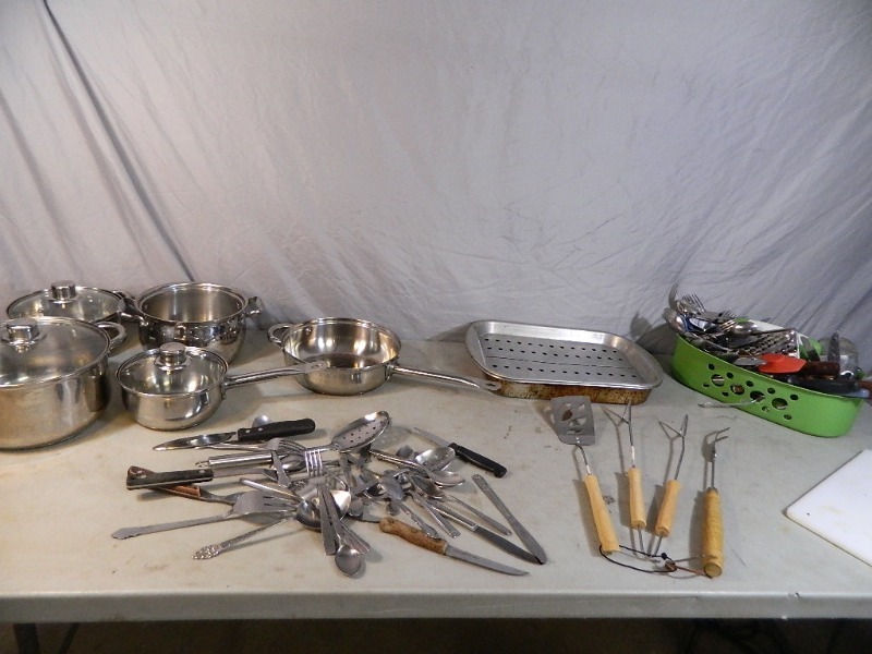 lot 131 image: Silverware, Pans, More