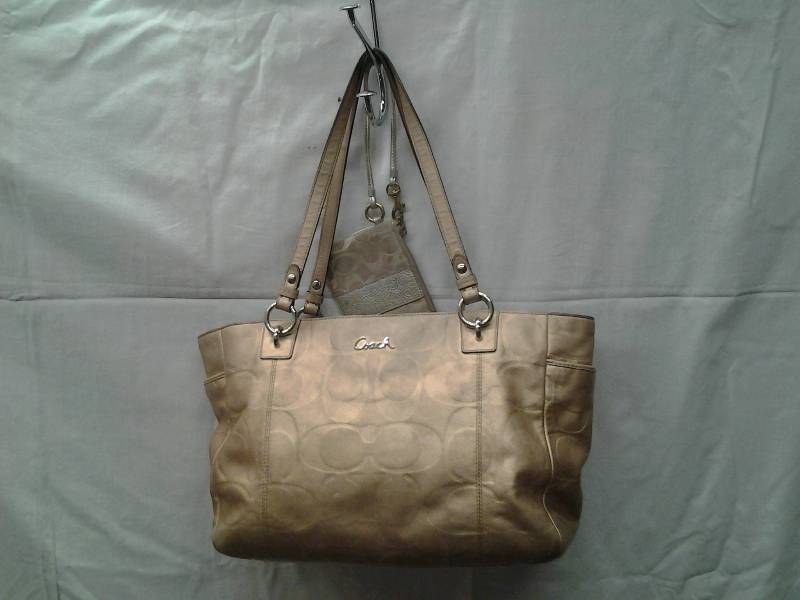 COACH Goldtone Signature Handbag & Wristlet