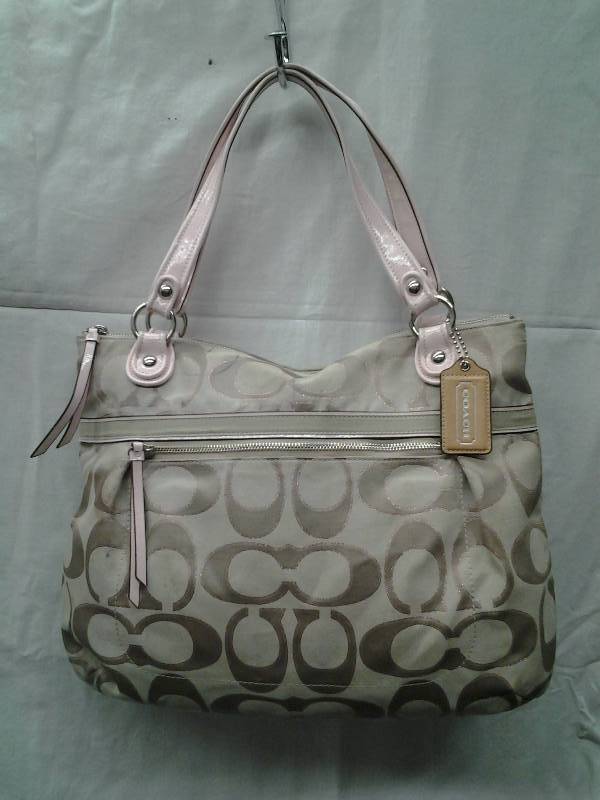 COACH Signature Handbag (Tan WPink)