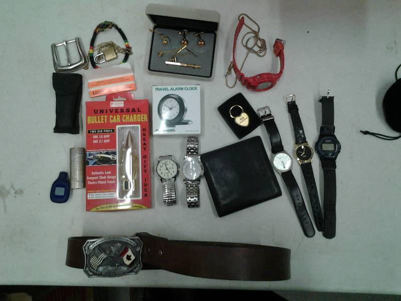 Lot Of Mens Watches, Belt, Tie ClipCuff Link Set, More
