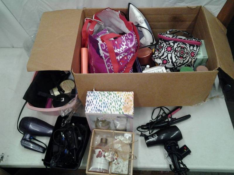 Large Lot Of Perfumes, Lotions, Hair Dryer, Iron, Clippers, More