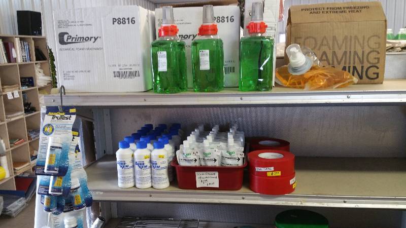 lot 23 image: Primory Foam Handwash, Soft Care Foam Antibacterial, Glass Cleaner, Aqua-Kem Holding Tank Deoderant, PVC Tape