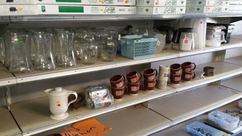 lot 24 image: Coffee Pots, Mugs, Glass Vases, etc.