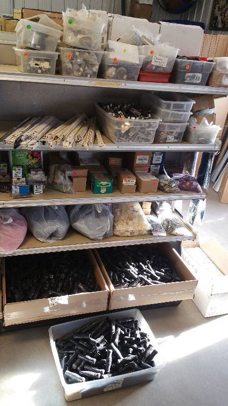 lot 42 image: Door Latches, Drawer Pulls, Hinges, Cotter Pins, Wire Clips, Misc, etc.