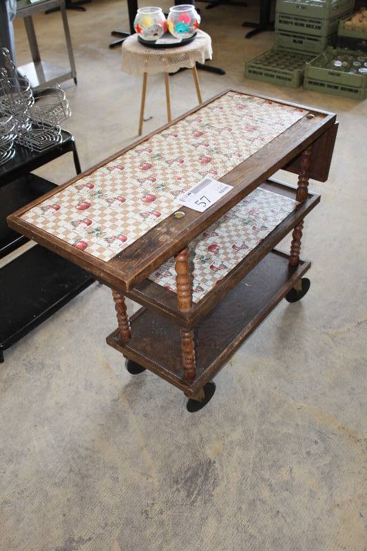 lot 57 image: Rolling Cart w Fold-out Extensions