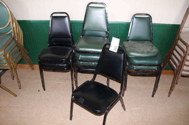 lot 86 image: Lot of (10) Padded Stacking Dining Chairs