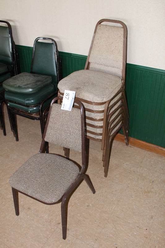 lot 87 image: Lot of (7) Padded Stacking Dining Chairs