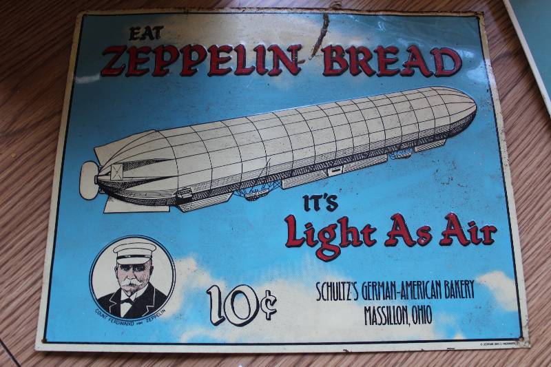 lot 98 image: Eat Zeppelin Bread Metal Sign
