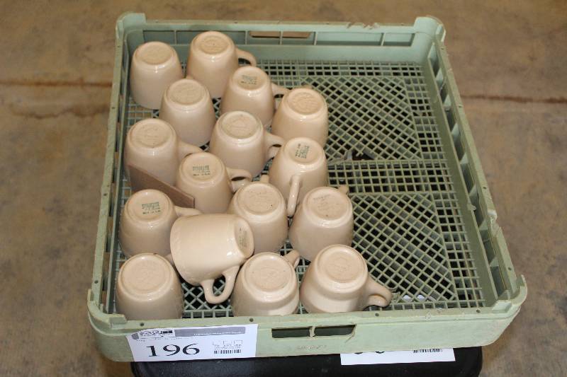 lot 196 image: Lot of (16) Syracuse China Coffee Cups w Wash Tray