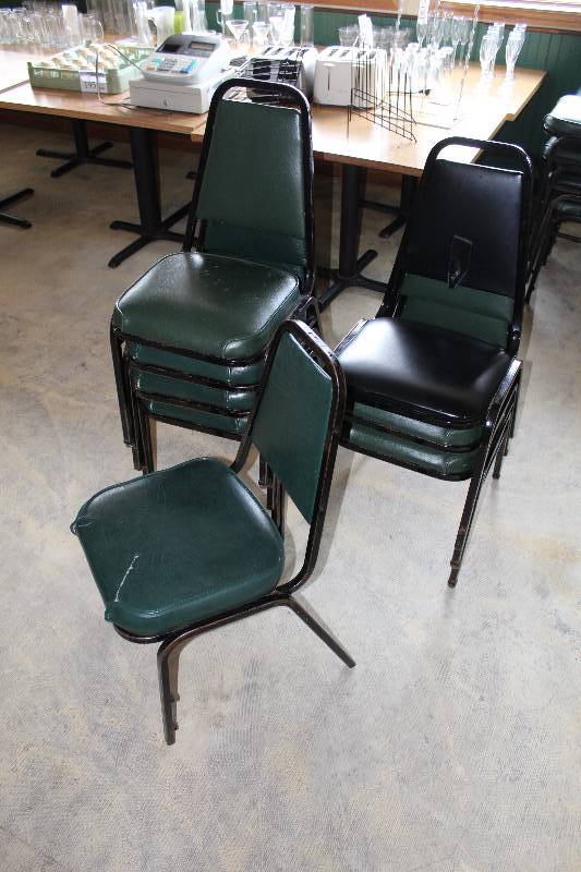 lot 52 image: Lot of (8) Padded Stacking Dining Chairs
