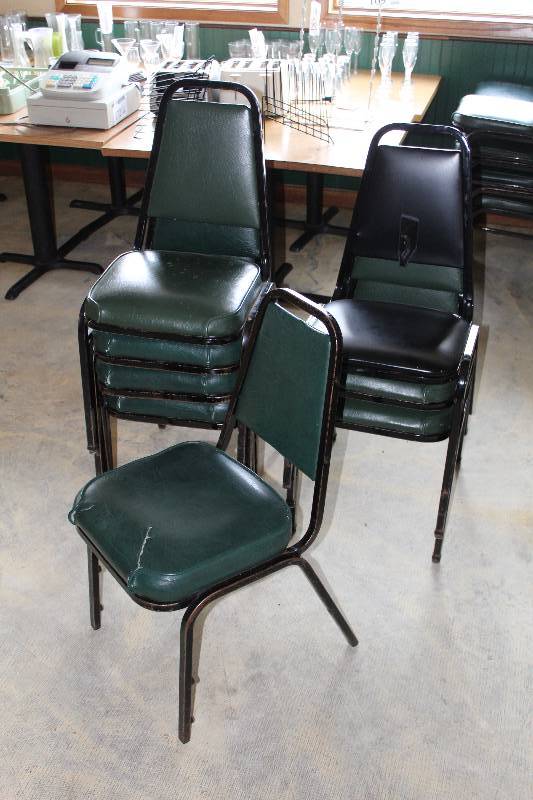 lot 53 image: Lot of (8) Padded Stacking Dining Chairs