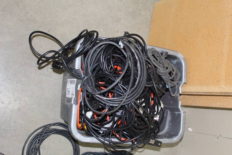 lot 56 image: Plastic Bin Lot of AV Cables