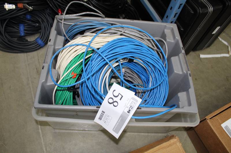 lot 58 image: Plastic Bin Lot of AV Cables