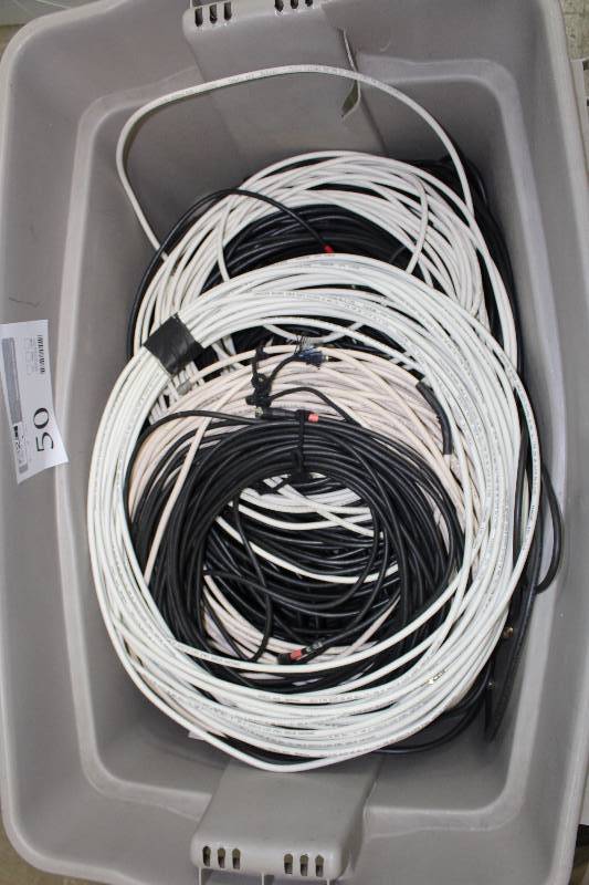 lot 50 image: Plastic Bin Lot of AV Cables