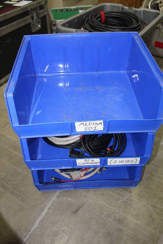 lot 47 image: Lot of (3) Plastic Bins of AV Cables