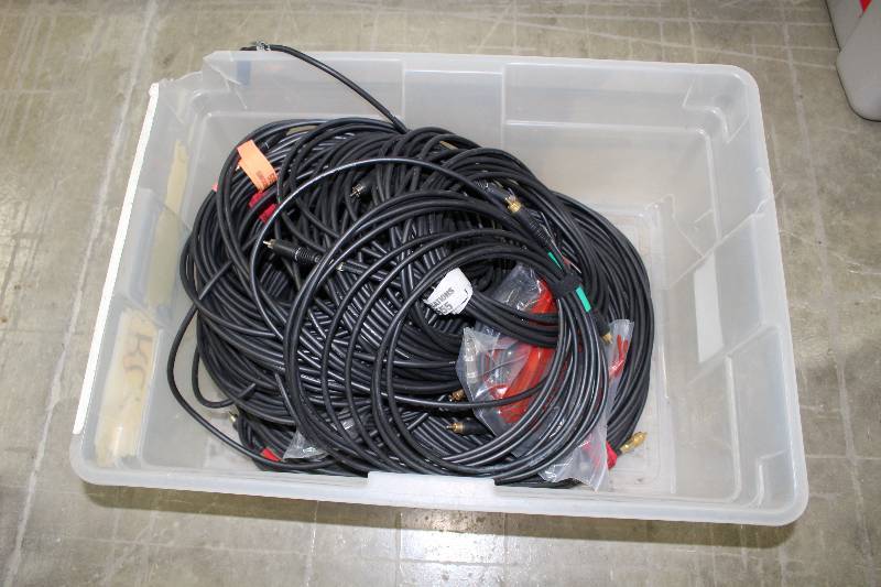 lot 48 image: Plastic Bin Lot of AV Cables